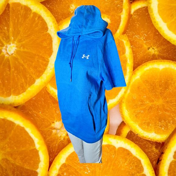 Under Armour Men's Blue UA Rival Terry Short Sleeve Pull-On Hoodie Size‎ S - Picture 1 of 7